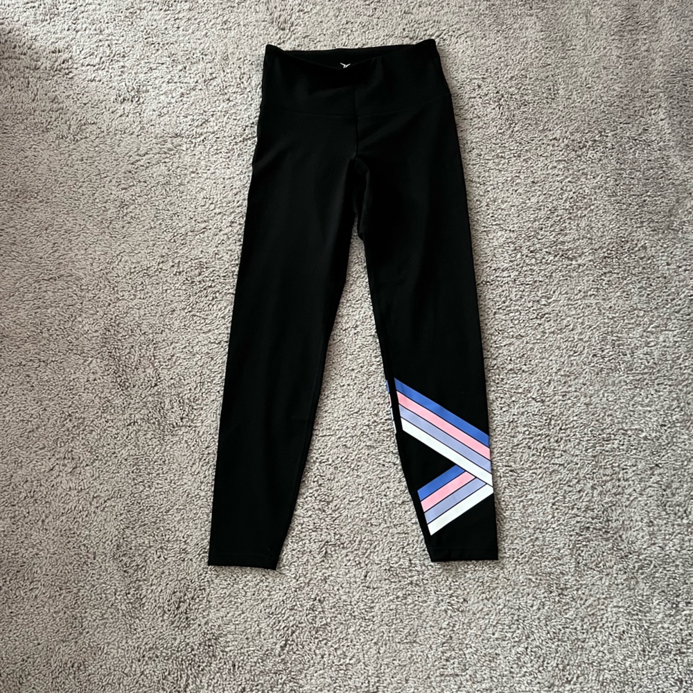 EUC Old Navy Black Leggings with Colorful Stripes Small